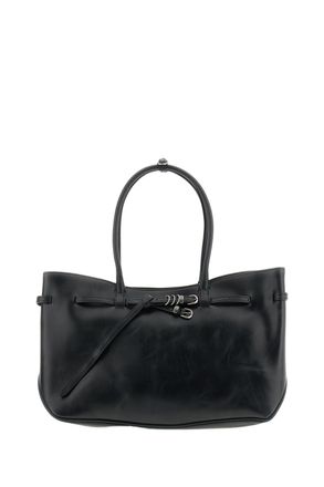 Margesherwood Black Grandma Used Large Leather Shoulder Bag