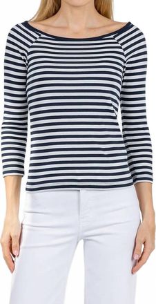 Nation Ltd Danika Scoopneck Tee In Navy City Stripe