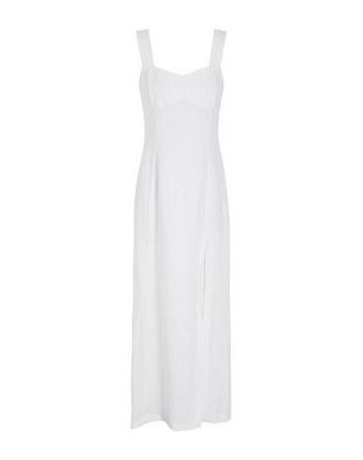 8 by YOOX LINEN FRONT-SLIT LONG DRESS