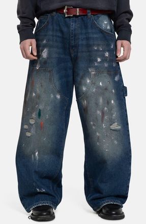 Jaded London Cinch Painter Baggy Jeans in Blue at Nordstrom, Size 36