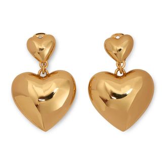 Moschino Earrings, female, Yellow, Size: ONE SIZE Gold sparkling lightweight heart earrings