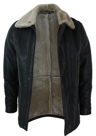 TruClothing Shearling Sheepskin Overcoat With Beige Fur