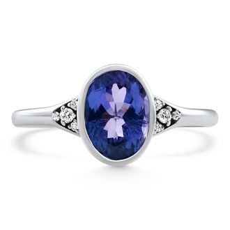 Pompeii3 1.64Ct Oval Tanzanite Diamond Ring 14k White Gold Lab Grown