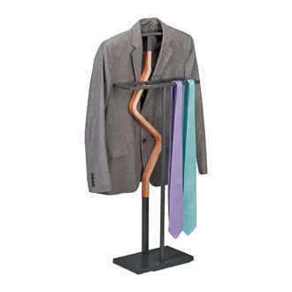 Relaxdays Gal&aacute;n Noche Traje Y Vestido, Colgador Percha, Mozo Ropa, 107 X 47,5 X 20 Cm, Acero Y Mdf, Antracita Y Natural - Relaxdays