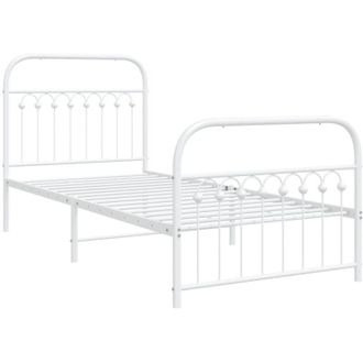 vidaXL Estructura Cama Sin Colch&oacute;n Con Estribo Metal Blanco 90x200 Cm Vidaxl