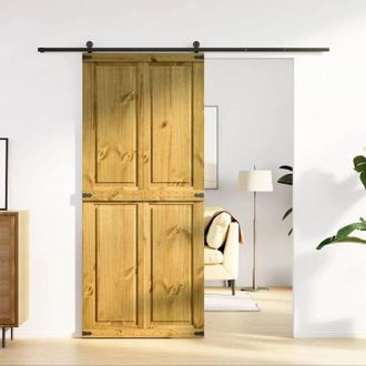 vidaXL Puerta De Granero Corona Madera Maciza Pino 90x210 Cm Vidaxl