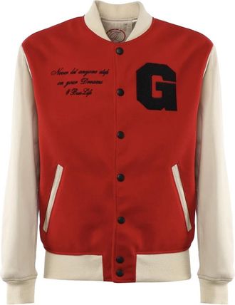 Giuliano Galiano Varsity Jacket - Heren - Bomber jackets - Rood - 2XL - Leer - Jassen