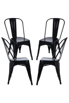Regalos Miguel Pack 4 Sillas color negro en acero reforzado