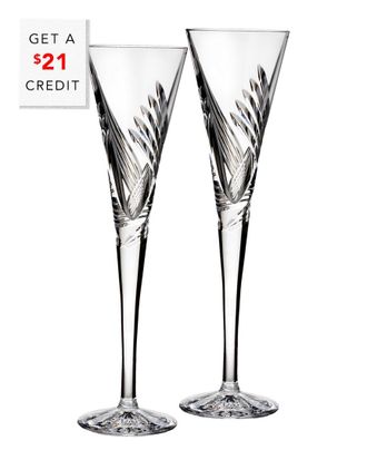 Waterford Wishes Beginnings Set Of 2 6Oz Flutes With $20 Credit