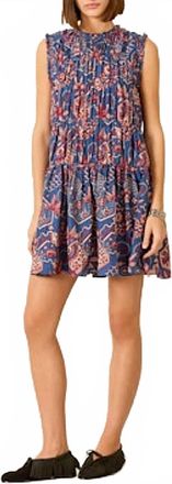Alix of Bohemia Julie Delft Hive Silk Dress In Medium Blue
