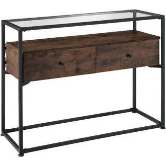 TecTake Aparador 101,5x41,5x80,5cm, madera industrial oscura, r&uacute;stica