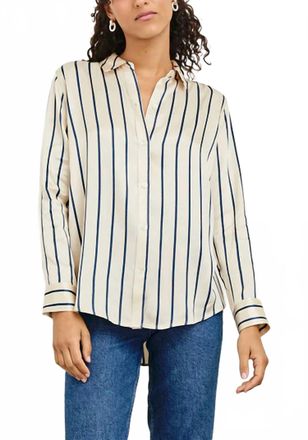 Rails Maria Long Sleeve Blouse In Ceramic Navy Stripe