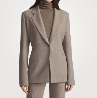 Lafayette 148 New York Stretch Wool Single Button Blazer In Concrete Melange