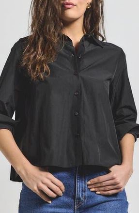 Derek Lam Aria Pleated Back Crop Shirt in Black at Nordstrom Rack, Size X-Large