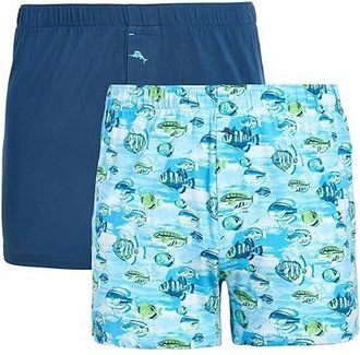 Tommy Bahama 2-Pack Knit Boxers Mens Underwear Blue Fish : 2XL (44-46 Waist), Cotton/Spandex