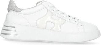 Hogan White Rebel Laminated Logo Sneakers