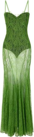 Elisabetta Franchi Kleedjes, Dames, Groen, XL, Red Carpet jurk in bloemenkant