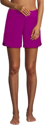 Lands End 9 Quick Dry Elastic Waist Modest Board Shorts Swim Cover-up Shorts with Panty in Crimson Rose at Nordstrom, Size 24W