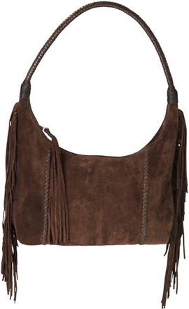 Carlos Falchi Fringe Suede Hobo Bag in Cocoa at Nordstrom