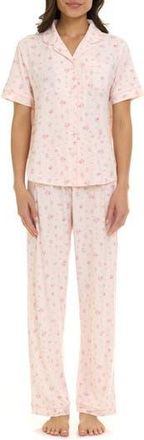 Flora Nikrooz Gabriella Piped Jersey Pajamas in Light Pink at Nordstrom Rack, Size X-Large