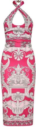 Versace Fitted Midi Dress - Dames - Feestkleedjes - Roze - XS - Leer - Kleedjes