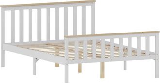 Home Discount Milan Double Wooden Bed, High Foot End with Gel Memory Foam Pocket Spring Mattress, White & Pine