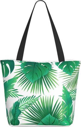 AOOEDM Green Tropical Leaves Ladies Shopping Bag 13x11x7in.The Perfect ValentineS Day Gift.It Is The Best ValentineS Day Gift For Mom, Daughter, Wife,Etc