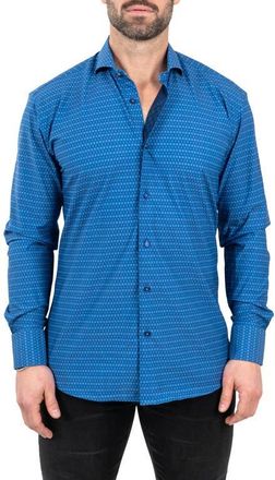 Maceoo Einstein Stretch Spectecal Button-Up Shirt in Blue at Nordstrom, Size 6