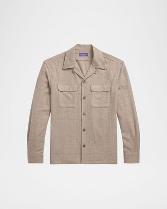 Ralph Lauren Purple Label Mens Colton Tonal Check Double-Pocket Sport Shirt