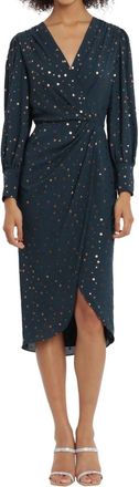 Maggy London Maggie London Metallic Dot Dress In Green