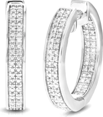 Vir Jewels 1/6 cttw Lab Grown Diamond Hoops Earrings in Sterling Silver With Hidden Post For Women