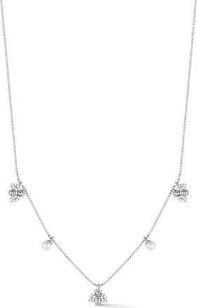 Glaze Jewelry Sterling Silver Pearl and Bee Charm Necklace