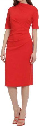 Maggy London Elegance Draped Midi Dress In Coral