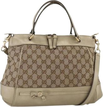 Gucci Pre-owned Handbags, female, Beige, Size: ONE SIZE Pre-owned Vintage GG Canvas Hand Bag