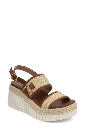 Mia Raffia Platform Slingback Sandal in Natural/Cognac at Nordstrom, Size 7.5