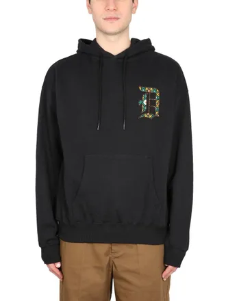 Dr&ocirc;le de Monsieur Logo-Embroidered Cotton Hoodie - Black
