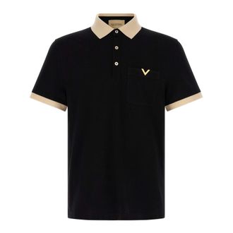 Valentino Garavani Cotton Piquet Polo Shirt - male - Valentino Garavani - Polo Shirts - Black - M - Tops