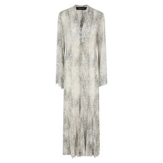 Federica Tosi Maxi Dresses, female, Gray, Size: M Python Print Georgette Long Dress