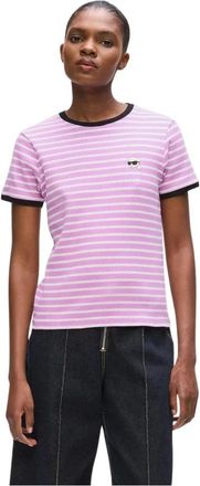 Karl Lagerfeld Ikon T-shirt - Dames - T-shirts - Roze - XS - Katoen - Tops