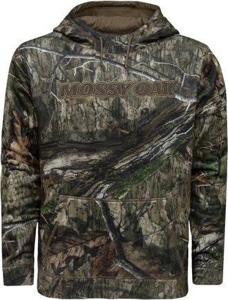 Mossy Oak Mens Camo Hunting Hoodies Performance Fleece Logo Hooded Sweatshirt, Country DNA Brand, L