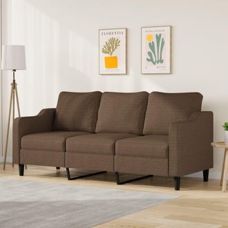 vidaXL Vidaxl - Sof&aacute; De 3 Plazas De Tela Marr&oacute;n 180 Cm