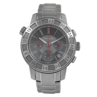 Tiffany & Co. Pre-owned Tiffany & Co. T-57 Chronograph Gray Dial Date Steel 42Mm Grey Dial Mens Watch T-57