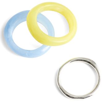 Madewell Set of 3 Sculptural Resin Stacking Rings in Tranquil Blue at Nordstrom, Size 8