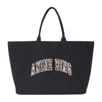 Anine Bing Leo Canvas Tote - Bags - Mujer - Negro - ONE SIZE