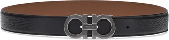 Ferragamo Mens Gancini Reversible Belt Blue Patterned Navy Calf Leather Bos Taurus E Braces