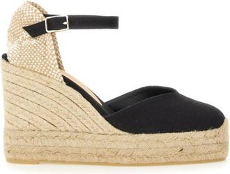Castaner Black Cotton Espadrille Wedges