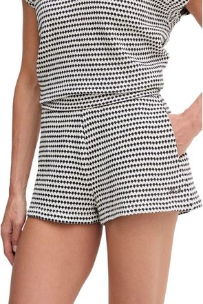 Karl Lagerfeld Pantalones Cortos de Punto de Algod&oacute;n Geom&eacute;trico - Shorts - Mujer - Azul - S