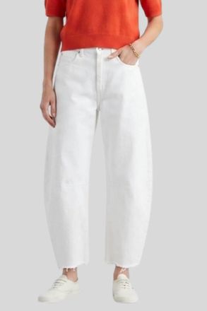 Frame Denim The Bubble Crop Jeans In White New Fray