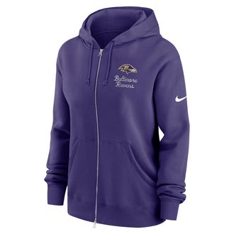 Nike Baltimore Ravens Phoenix Rewind Nike Womens NFL Full-Zip Hoodie in Purple | 01D652M8G-AU3