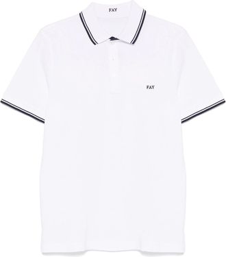 Fay White Cotton Pique Polo Shirt